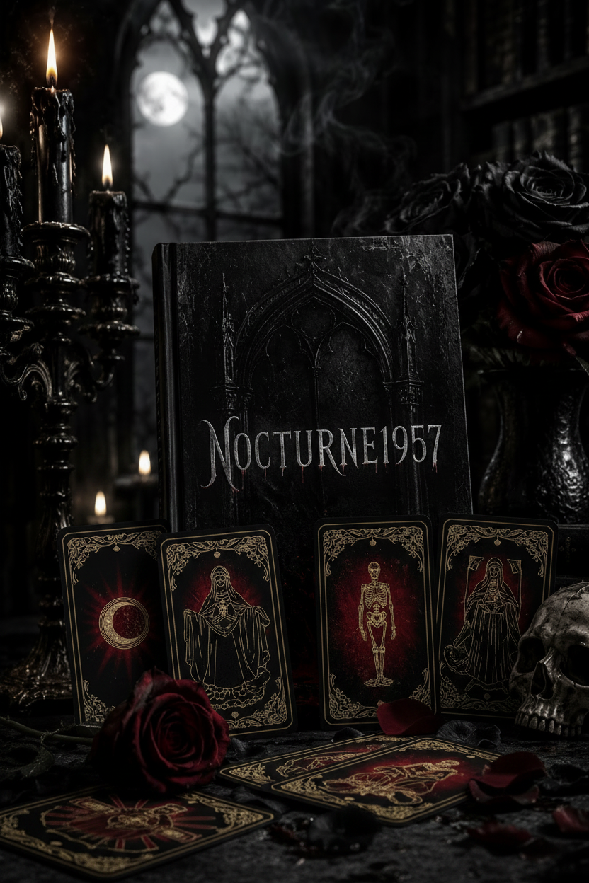 Nocturne1957 Gothic Buchcover mit Tarotkarten